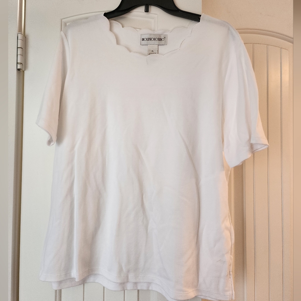 Brownstone Studio Scalloped Neck Top